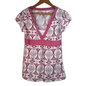 Y2K Retro Babydoll Top Vneck Lightweight‎ Floral Sixteen Brand JRS Size XL